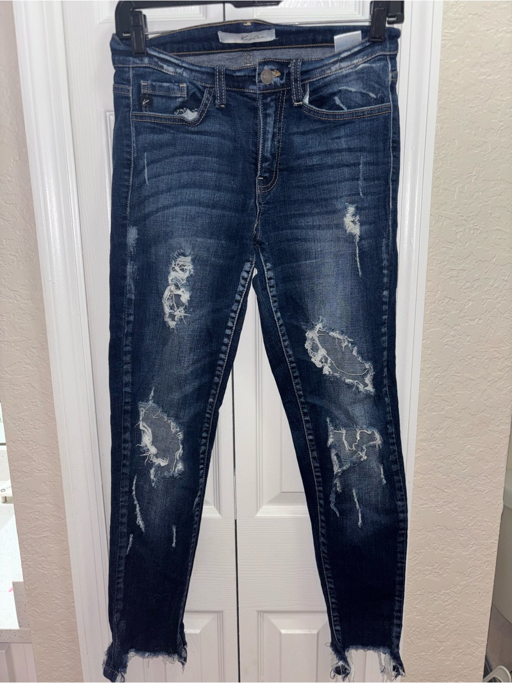 Dark Blue Distressed Women's Skinny Jeans